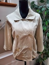 Daisy Fuentes Women&#39;s Beige Cotton Double Breasted Long Sleeve Jacket Bl... - $54.00