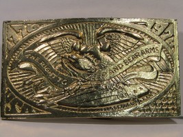 VTG 1976 Bicentennial Brass Buckle American Eagle The Right to Keep &amp; Bear Arms - £22.56 GBP