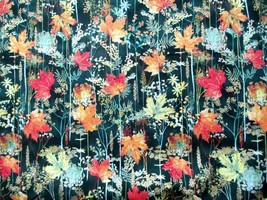 Fabric NEW Hoffman &quot;Autumn is in the Air&quot; Fall Leaves Gold Trim $5.25/half yd - £4.26 GBP