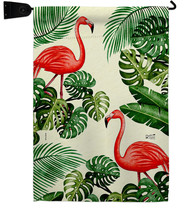 Paradise Flamingos Garden Flag Set Birds 13 X18.5 Double-Sided House Banner - £22.23 GBP