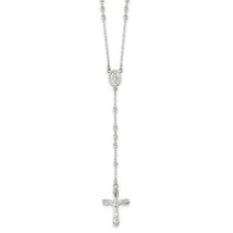 Silver Polished Crucifix Rosary 18 inch Necklace QH4995 - $70.44