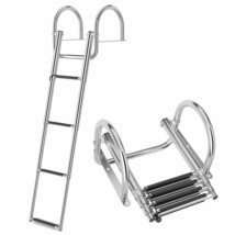 4-Step Pontoon Boat Ladder Folding Telescoping Rear Entry Inboard Ladder - £97.11 GBP