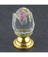 Crystal Glass Rose Knob 24K Base Swarovski Style Jewelry box knob Armoires - $12.59