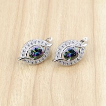 Silver 925 Jewelry Mystic Rainbow Fire Cubic Zirconia Earrings White CZ Earring  - £11.49 GBP
