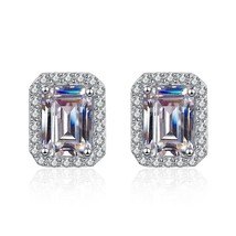 Certified Radiant Cut Moissanite Stud Earrings 1CT 2CT Colorless VVS Diamond Hal - £141.50 GBP