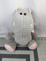 Burton Gray Hippo Plush 12 Inch Pink Bow Stuffed Animal Toy - $13.45