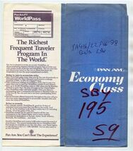 Pan American World Airways Economy Class Ticket Jacket Ticket Boarding P... - $17.82