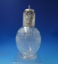 JK TH and GW English Sterling Silver Decanter with Cut Crystal Bearded Man #5858 - £532.76 GBP