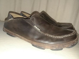 Olukai Loafers Brown Leather Casual Moc Toe Shoes Mens Size 8.5 M (Bin P) - £23.55 GBP