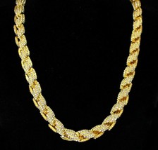 9mm Iced Rope Chain Cubic Zirconia 14k Gold Plated 7&quot;-30&quot; Hip Hop Necklace - £9.02 GBP+