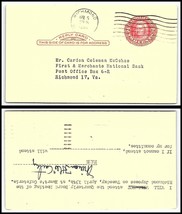 1954 US Postal Card - Richmond Jaycees, Richmond, Virginia to Richmond, VA P10 - £2.36 GBP