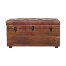 Brown Buffalo hide leather Storage Trunk - $556.00