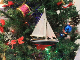 [Pack Of 2] Wooden Endeavour Model Sailboat Christmas Ornament 9&quot;&quot; - £46.69 GBP