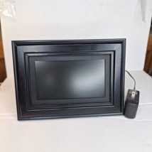 Coby DP-758 7&quot; Widescreen Digital Photo Frame Black Wooden Frame used - £9.94 GBP