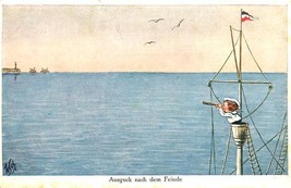 FRENCH SAILOR AUSGUCK FEINDE LOOKOUT FOR THE ENEMY ARTIST SIGNED POSTCAR... - $7.14