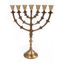 Traditional Seven Branched Menorah 12,2 inch Antique Bronze - £85.96 GBP