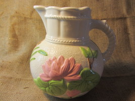 Vintage 70&#39;s Hand Painted Ceramic Pitcher, Floral Pitcher, Hand Detailed... - £35.41 GBP