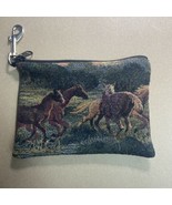 Tapestry Zip Cosmetic Bag Equestrian Horses With metal clip - $22.83