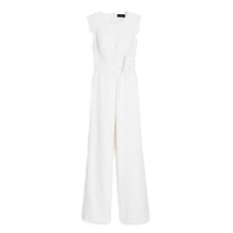 NWT J.Crew Resume Jumpsuit in White Stretch Linen Belted Wide Leg 1-Piece 2 - £77.87 GBP