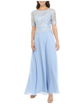 Alex Evenings Women&#39;s Cap Sleeve Long Mock Dress Light Blue BNWTS SIZE 1... - $79.99