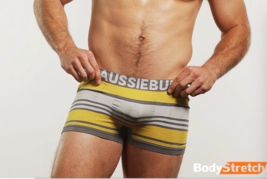 Aussiebum Bodystretch Gray Yellow Designed in Australia &quot;Medium&quot; - $15.83
