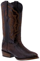 Mens Rustic Cognac Western Cowboy Dress Boots Ostrich Foot Skin Leather J Toe - £143.87 GBP