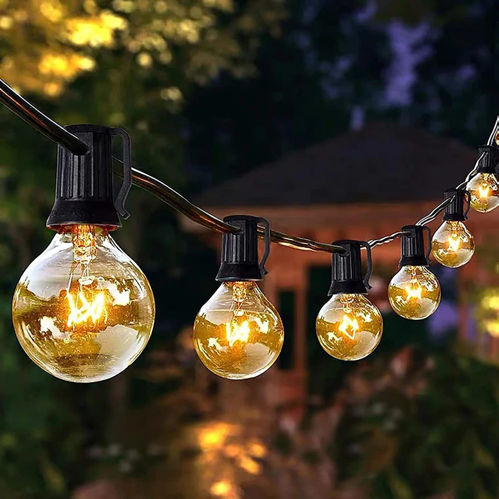 7.62M/25Ft G40 Globe Bulb String Lights With 27 Clear Vintage Bulb Outdoor Patio - £180.66 GBP