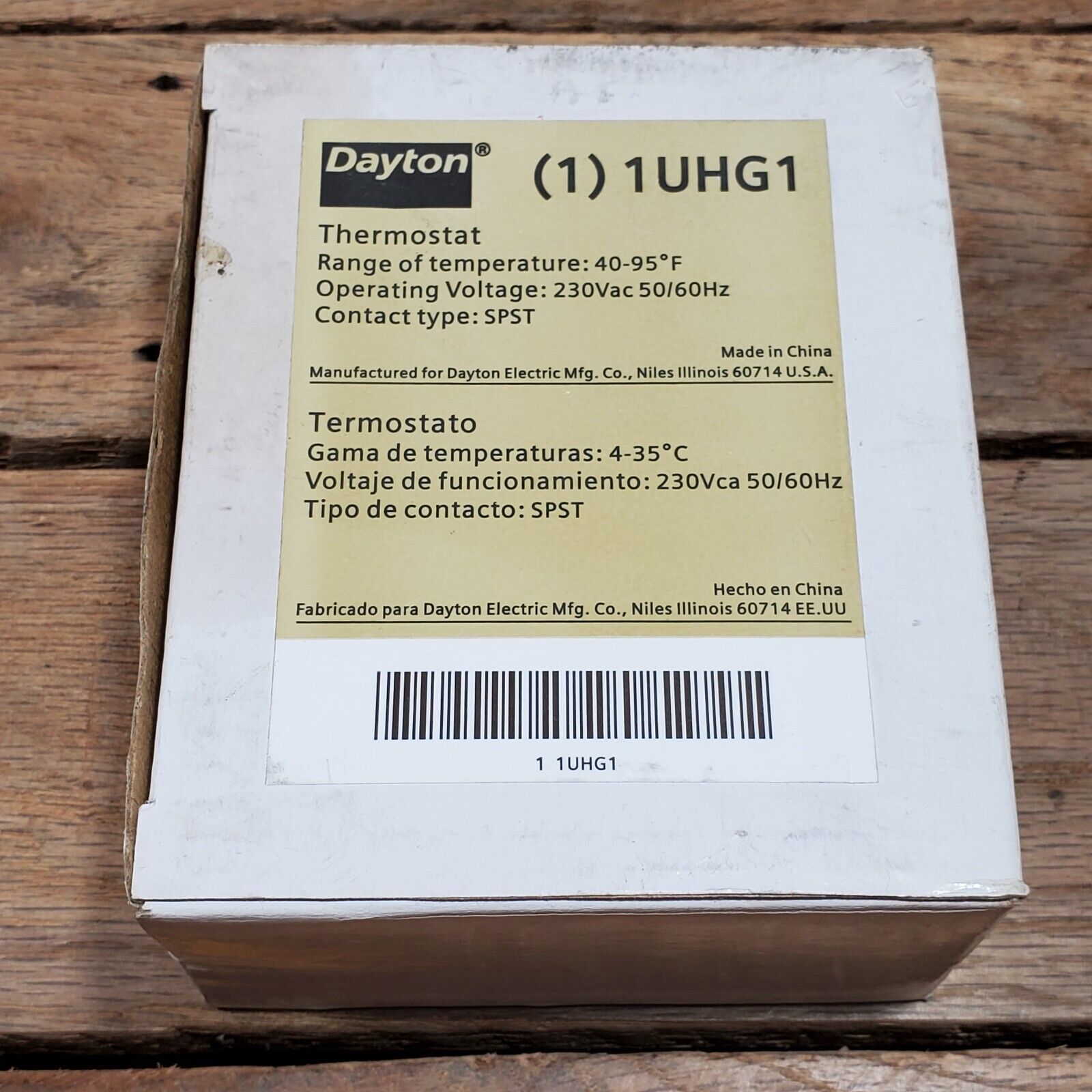 Dayton Thermostat Stages Heat 1,White 1UHG1 40-95 Degrees - $13.12