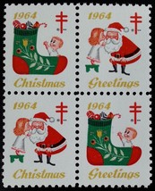1964 American Lung Association Christmas Seals, Block of 4 Scott WX Mint... - $0.99