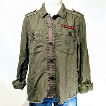 Aeropostale Army Green Button Up Long Sleeve Blouse Size Large - £13.60 GBP