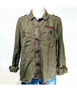 Aeropostale Army Green Button Up Long Sleeve Blouse Size Large - £13.60 GBP