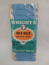 Vintage Pack Wright&#39;s Rick Rack 100% Cotton Sewing Trim 4 Yards ~ Lt. Bl... - $6.88