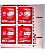 U S Stamp - 1973 WINGED ENVELOPE Airmail Plate Block Of 4 X 13 Cents stamps - $40.94 MXN