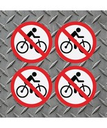 4 Pack NO BICYCLE Window Door Wall stop bike logo 4&#39;&#39; x 4&quot; Round Vinyl D... - $7.98 CAD