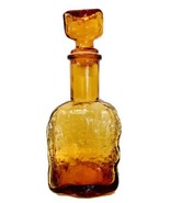 Italian Empoli Honey Amber Ripple Bark Glass Brutalist 1960&#39;s Decanter &amp;... - £78.96 GBP