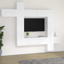 9 Piece TV Cabinet Set White Engineered Wood - £244.95 GBP
