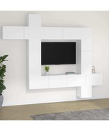 9 Piece TV Cabinet Set White Engineered Wood - £241.18 GBP