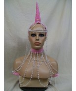 2 pc Showgirl Pink Unicorn Horn Headband Beaded Harness Fantasy Woodland... - $470.27 MXN