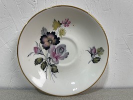 Duchess Fine Bone China England Saucer black white pink floral 5.5&quot; - $150.53 MXN