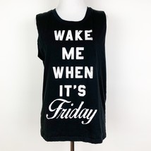 Fifth Sun Womens Black Muscle Tank Top Wake me When Its Friday Size L - $139.47 MXN