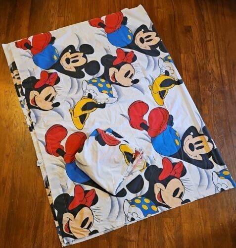 Vintage Disney Mickey & Minnie Mouse Wamsutta 2 Pc Twin Sheet Set All Over Print - £27.24 GBP