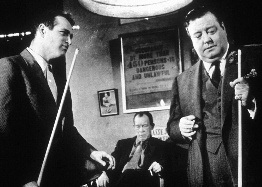 The Hustler Paul Newman Jackie Gleason get ready with pool cues 5x7 inch... - $5.75