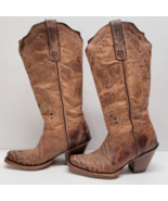 Tony Lama Black Label Goat Western Cowgirl Boots Women&#39;s Size 6 Brown - £76.31 GBP