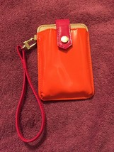 Steve Madden Orange Fuchsia Tan PVC Wristlet ID Money Holder Wallet Phone Case - £13.22 GBP