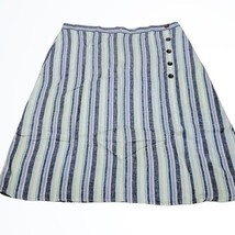 Christopher &amp; Banks Long Striped Linen Blend Midi Skirt w Button Accent Size XL - £22.33 GBP