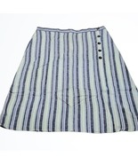 Christopher &amp; Banks Long Striped Linen Blend Midi Skirt w Button Accent ... - £22.51 GBP