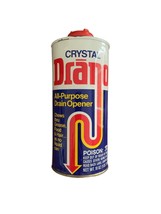 Vintage Drano CRYSTAL Drain Opener 18 oz Metal Can Clog Remover New Full NOS - £29.79 GBP
