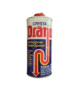Vintage Drano CRYSTAL Drain Opener 18 oz Metal Can Clog Remover New Full... - £29.41 GBP