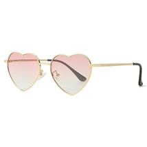 Polarized Heart Shaped Sunglasses For Women Metal Frame Cute Lovely Glasses 100% - £20.55 GBP