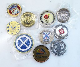 Lot of 10 Military Challenge Coin Misc. Units & Branches C2210 - £41.77 GBP